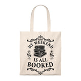 My Weekend Is All Booked Canvas Tote Bag - Vintage style - Gifts For Reading Addicts