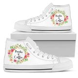 "Books & Coffee"Bookish high top women's shoes - Gifts For Reading Addicts