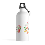 Time To Read - Stainless Steel Eco-friendly Water Bottle with bookish floral design - Gifts For Reading Addicts