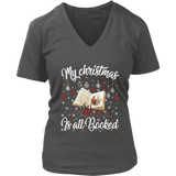 "My Christmas Is All Booked" V-neck Tshirt - Gifts For Reading Addicts