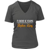 "I'd Rather Be Reading SK" V-neck Tshirt - Gifts For Reading Addicts