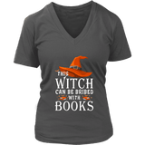 "Bribed With Books" V-neck Tshirt - Gifts For Reading Addicts