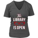 Rupaul"The Library Is Open" V-neck Tshirt - Gifts For Reading Addicts
