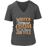 "badass isn't an official job title" V-neck Tshirt - Gifts For Reading Addicts