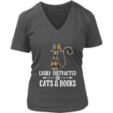 "Cats and books" V-neck Tshirt - Gifts For Reading Addicts