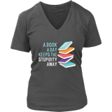 "A Book A Day" V-neck Tshirt - Gifts For Reading Addicts