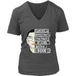 Ruth Bader "A Girl With A Book" V-neck Tshirt - Gifts For Reading Addicts