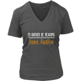"I'd Rather Be reading JA" V-neck Tshirt - Gifts For Reading Addicts
