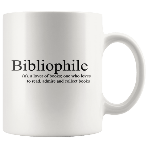 "Bibliophile"11oz white mug - Gifts For Reading Addicts
