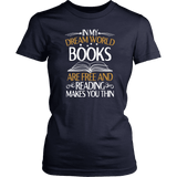 "In My Dream World" Women's Fitted T-shirt - Gifts For Reading Addicts