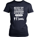 "Punish A Bookworm" Women's Fitted T-shirt - Gifts For Reading Addicts