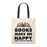 Books Make Me Happy Canvas Tote Bag - Vintage style - Gifts For Reading Addicts