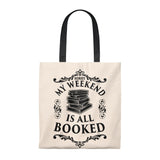 My Weekend Is All Booked Canvas Tote Bag - Vintage style - Gifts For Reading Addicts