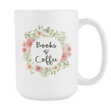 "Books & Coffee"15oz white mug - Gifts For Reading Addicts