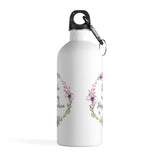 Books Are My Happy Place - Stainless Steel Eco-friendly Water Bottle with bookish floral design - Gifts For Reading Addicts