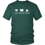 "Cats Books Coffee" Unisex T-Shirt - Gifts For Reading Addicts