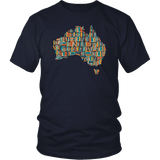 "Australia Bookish Map" Unisex T-Shirt - Gifts For Reading Addicts