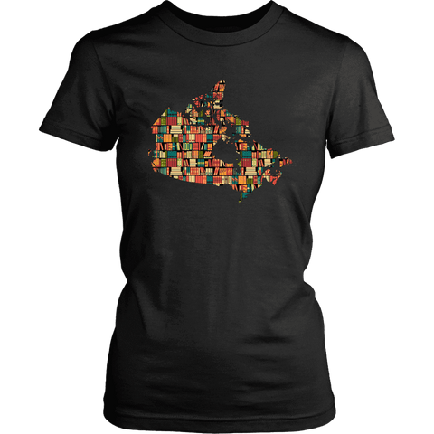 "Canada Bookish Map" Women's Fitted T-shirt - Gifts For Reading Addicts