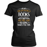"In My Dream World" Women's Fitted T-shirt - Gifts For Reading Addicts