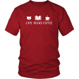 "Cats Books Coffee" Unisex T-Shirt - Gifts For Reading Addicts