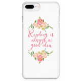 Reading floral phone case white - Gifts For Reading Addicts