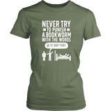 "Punish A Bookworm" Women's Fitted T-shirt - Gifts For Reading Addicts