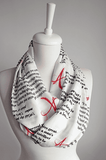 The Scarlet Letter Book White Infinity Scarf Handmade Limited Edition - Gifts For Reading Addicts