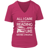 "All I Care About Is Reading" V-neck Tshirt - Gifts For Reading Addicts