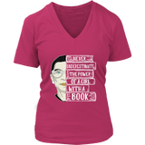 Ruth Bader "A Girl With A Book" V-neck Tshirt - Gifts For Reading Addicts