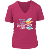 "A Book A Day" V-neck Tshirt - Gifts For Reading Addicts