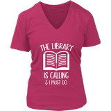 "The library" V-neck Tshirt - Gifts For Reading Addicts