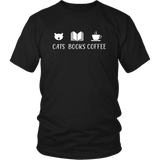 "Cats Books Coffee" Unisex T-Shirt - Gifts For Reading Addicts