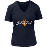 "Je Suis Prest" V-neck Tshirt - Gifts For Reading Addicts