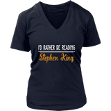 "I'd Rather Be Reading SK" V-neck Tshirt - Gifts For Reading Addicts