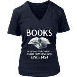 "Books" V-neck Tshirt - Gifts For Reading Addicts