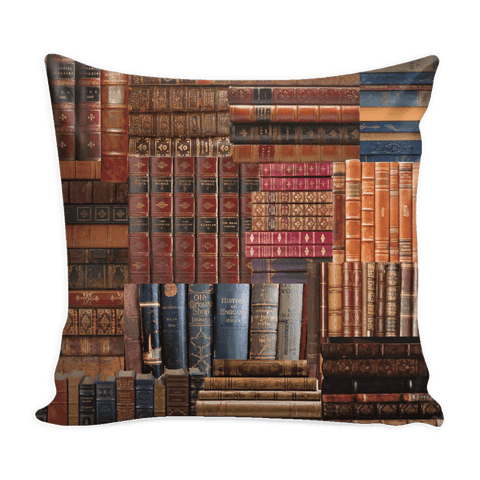 Books spines Pillow Cover Red - Gifts For Reading Addicts