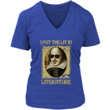 "I Put The Lit In Literature" V-neck Tshirt - Gifts For Reading Addicts