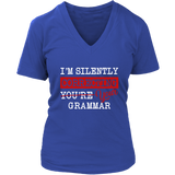"I'm Silently Correcting Your Grammar" V-neck Tshirt - Gifts For Reading Addicts