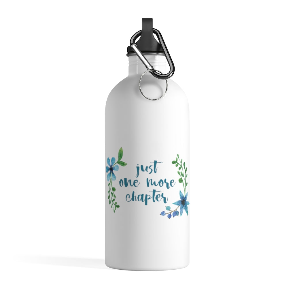Just One More Chapter - Stainless Steel Eco-friendly Water Bottle with  bookish floral design