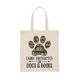 Dogs & Books Canvas Tote Bag - Vintage style - Gifts For Reading Addicts