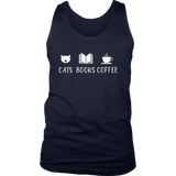 "Cats Books Coffee" Men's Tank Top - Gifts For Reading Addicts