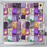 Color Purple Book Covers Pattern Curtain - Gifts For Reading Addicts