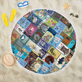 Alice In Wonderland Book Cover Round Beach Blanket - Gifts For Reading Addicts