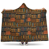 brown bookshelf pattern Hooded blanket - Gifts For Reading Addicts