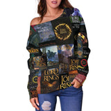 The Lord Of The Rings Book Covers Off Shoulder Sweater - Gifts For Reading Addicts