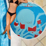 Blue Bookish Round Beach Blanket - Gifts For Reading Addicts