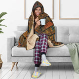 brown bookshelf pattern Hooded blanket - Gifts For Reading Addicts