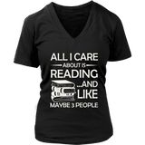 "All I Care About Is Reading" V-neck Tshirt - Gifts For Reading Addicts