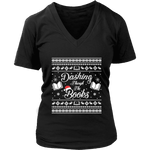 "Dashing Through The Books" V-neck Tshirt - Gifts For Reading Addicts