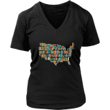 "USA Bookish Map" V-neck Tshirt - Gifts For Reading Addicts